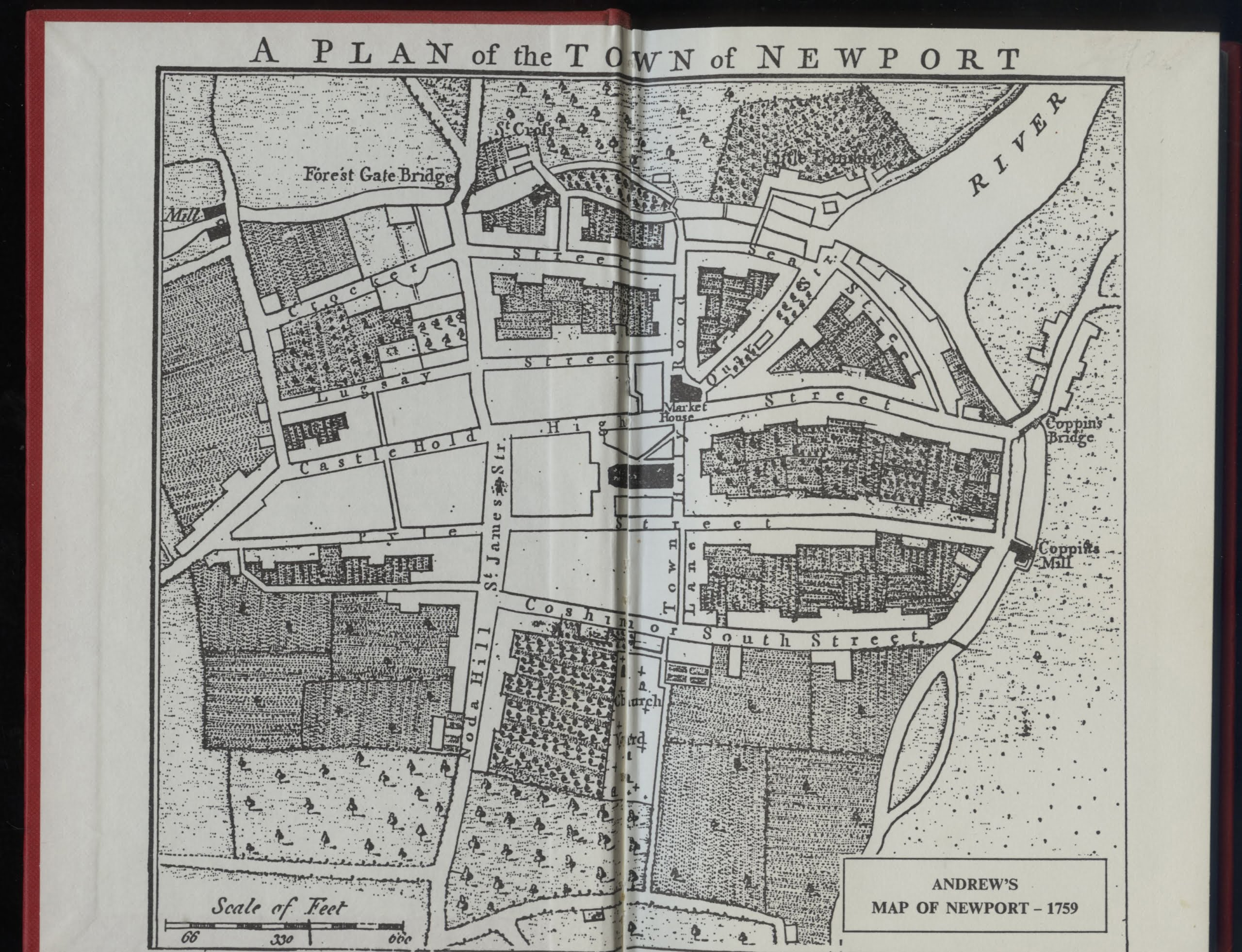 A Plan of the Town of Newport, Andrews 1759, via https://www.nostalgicpicturelibrary.com/wp-content/uploads/2019/12/0198-scaled.jpg